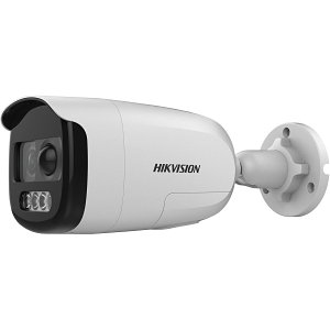 Hikvision DS-2CE12DFT-PIRXOF Turbo HD ColorVu 2MP PIR Siren HDoC Bullet Camera, 3.6mm Fixed Lens, White