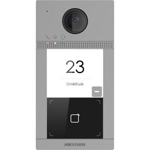 Hikvision DS-KV8113-WME1 Villa Series 1-Button Door Station with 2MP Camera and Card Reader, IP65, 12VDC, Flush Mount, Silver