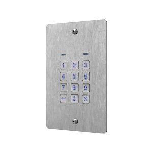 Videx 8901-F 8000 Series, Low Current 3 Code 3 Relay Keypad with Blue Backlit Buttons, Stainless Steel Finish, Flush Mount