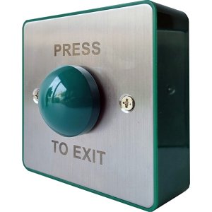 CQR XB-GD Green Domed Metal Request-to-Exit Button with Green Backbox