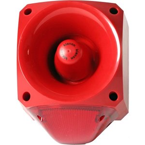 Klaxon PNC-0035 Nexus High Output LED Sounder Beacon 10-60V DC 120-550mA, Red Body and Lens