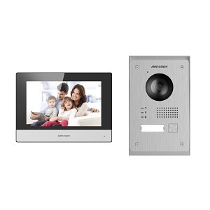 Hikvision DS-KIS703-P 2-Wire 7" Touch Screen Video Intercom Indoor Station Kit, 2MP Villa Door Station