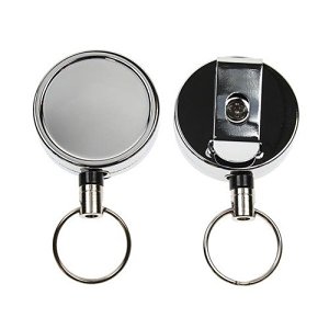 Payne A-YY-HD-KR Chrome ID Badge Reels with Key Ring, 50-pack