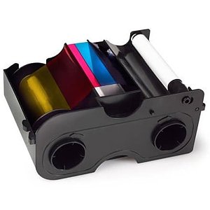 HID FARGO 45100 Ribbon Consumable Cartridge, EZ YMCKO, Full-Color, 250 Image, With Resin Black and Clear Overlay Panel