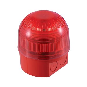 Klaxon PSS-0094 Sonos LED Sounder Beacon 110-230V 80mA, Deep Base, IP65, Red Body and Lens