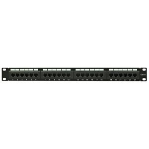 avsl CAT6-24IDC Adastra 19" Rack Mount 24-Port CAT6 IDC Patch Panel 1U with Cable Management Bars, Black