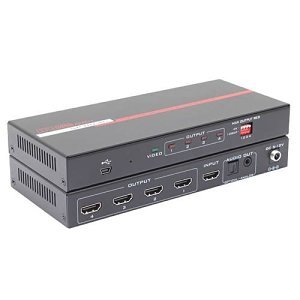 Hall SP-HD-4C 1x4 HDMI Distribution Amplifier with 4K 60Hz 4:4:4 HDCP 2.2 Audio Output and Scaler