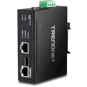 TRENDnet TI-IG60 Hardened Industrial 60w Gigabit PoE+ Injector, Din-Rail Mount, Ip30 Rated Housing, Includes Din-Rail & Wall Mounts, Ti-Ig60