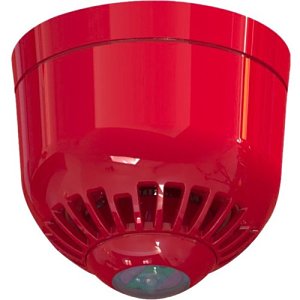 Klaxon ESF-5008 Sonos Pulse Ceiling Sounder Beacon 17-60V DC, Shallow Base, IP21, Red Flash and Body