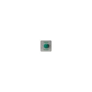 3E 3E0657-1PTE-ADI Dome Exit Button, Momentary Contact, 1 Gang, SSS, Flush Mount, Press To Exit Message, Green