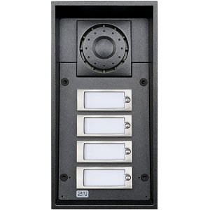 2N IP Force 4-Button Intercom Door Station Module with Speaker, IP69K, 12VDC, Black