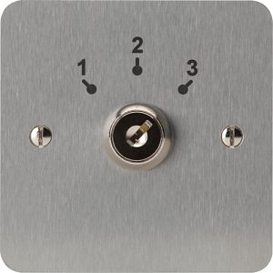 3E 3E0662-1 Keyswitch, Maintained Contact, 3 Position, Single Gang, SSS, Laser Etched 1-2-3