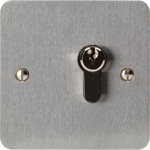 3E 3E0669-1DP Euro-Profile Keyswitch, Maintained Contact, 2 Position, Flush Mount, Satin Stainless Steel