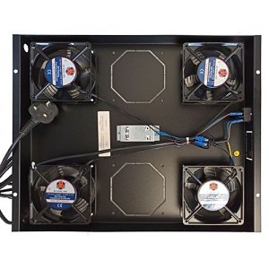Connectix RR-FT-14-G RackyRax Series 4-Way Fan Tray, Compatible with 800mm x 1000mm Cabinets, Assembled