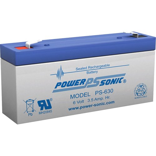 Power Sonic PS-630 PS Series, 6V, 3.5Ah, Sealed Lead Acid Rechargable Battery, 20-Hr Rate Capacity