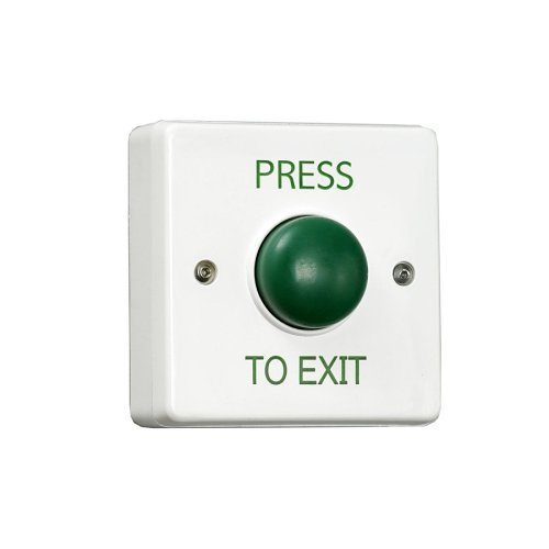 RGL EBGB01P-PTE-W Press to Exit Button, Momentary Contact, Surface and Flush Mount, White Body and Green Dome