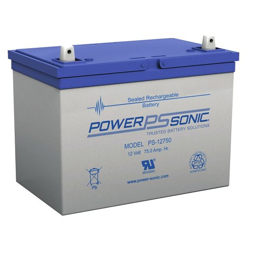 Power Sonic PS-12750 PS Series, 12V, 75Ah, Sealed Lead Acid Rechargable Battery, 20-Hr Rate Capacity