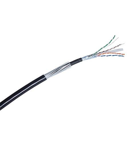 Connectix 001-003-005-80 CAT6 Armoured External Cable, 23/4 Solid BC, Direct Burial, FTP, SWA, 1m, Black