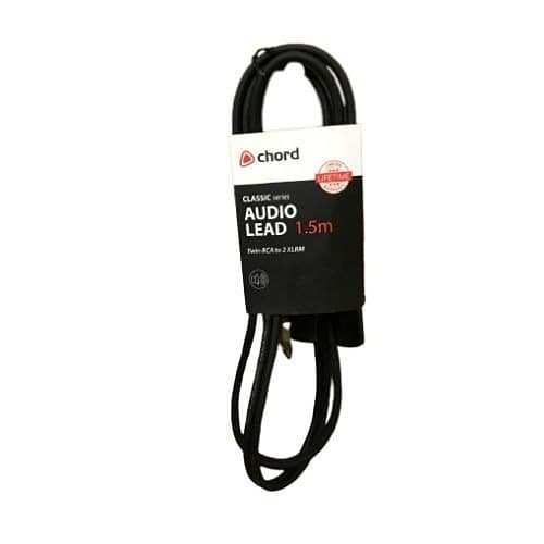 Chord 2R-2XM150 Shielded Audio Lead with 2 x RCA Plugs and 2 x XLR Male  Connectors, 1.5m
