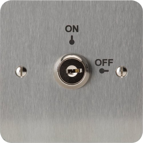 3E 3E0661-1L Keyswitch, Maintained Contact, Single-Gang, Laser Etched ON-OFF, Satin Stainless Steel