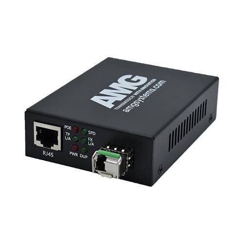 AMG 210M-1GAT-1SS1A-P30 210M PoE Series, Commercial PoE Media Converter, 1 x 10-100-1000Base-TX RJ45 Port, Singlemode, 1-Fibre, A-Side