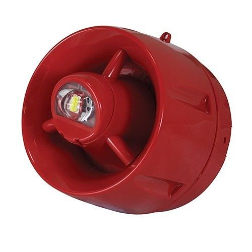 C-TEC CA447A-SR CAST Hi-Output W-2.75-9 Wall VAD with Voice Sounder, Shallow Base, Red