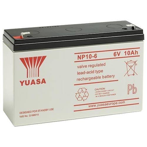 Yuasa NP10-6 Industrial NP Series, 6V 10Ah Valve Regulated Lead Acid Battery, 20-Hr Rate Capacity, General Purpose
