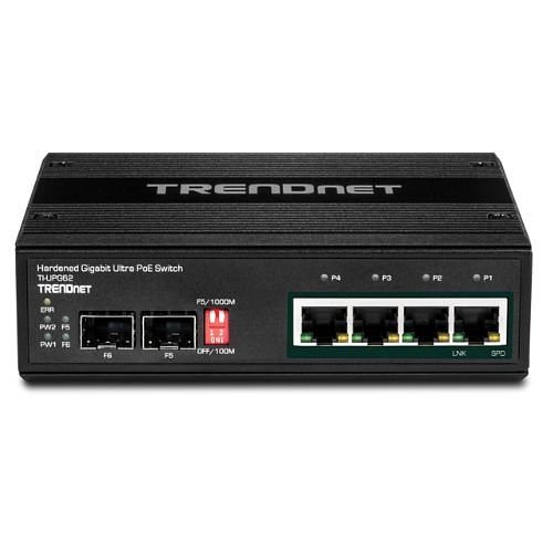 TRENDnet TI-UPG62 6-Port Hardened Industrial Gigabit Ultra PoE DIN