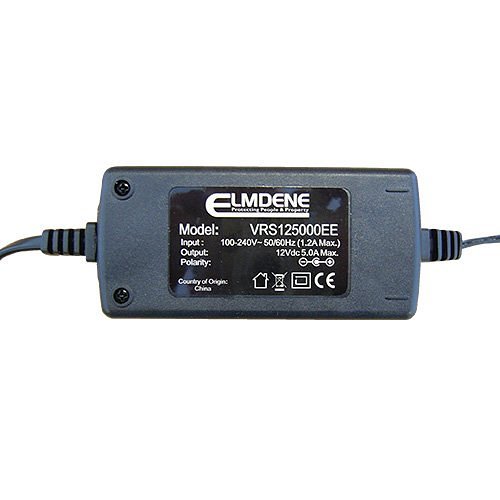 Elmdene VRS125000EE 12V DC, Switch Mode PSU 5A, Moulded European Plug, Size 120 x 50 x 30