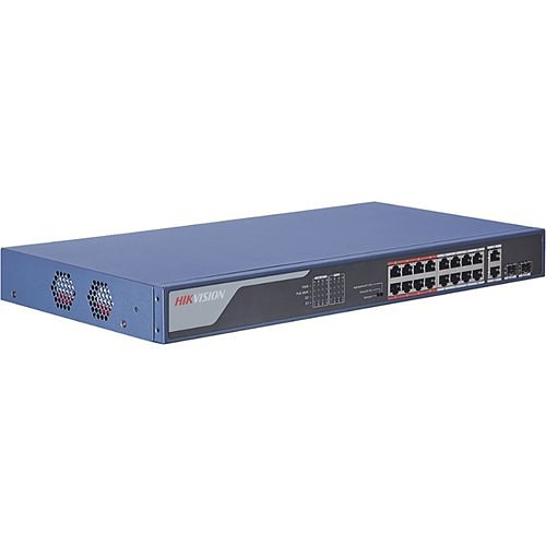 Hikvision DS-3E0318P-E Pro Series 16-Port Unmanaged PoE Switch, 16 x 10-100 Mbps PoE RJ45, 30W