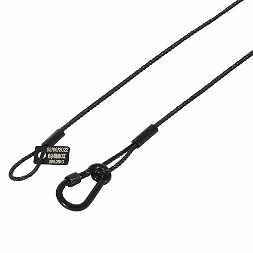 Equinox CLAM85 Safety Wire, Holding Force of up to 50kg, 100cm, Black
