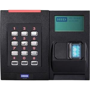 HID iCLASS SE RKLB40 Biometric/Card Reader/Keypad Access Device - Black - Door - Key Code, Magnetic Strip, Fingerprint - Wiegand