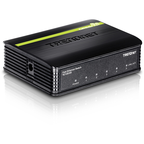 TRENDnet TE100-S5 5 Ports Ethernet Switch - Fast Ethernet - 10Base-T, 100Base-TX - New - 2 Layer Supported - AC Adapter - Twisted Pair - 5 Year Limited Warranty