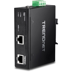 TRENDnet TI-IG30 PoE Injector - 1 x 10/100/1000Base-T Input Port(s) - 1 x 10/100/1000Base-T Output Port(s) - 36 W - DIN Rail/Wall Mountable