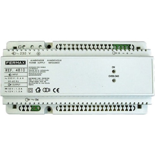 FERMAX Power Supply - 230 V AC Input Voltage - 12 V, 18 V Output Voltage - DIN Rail